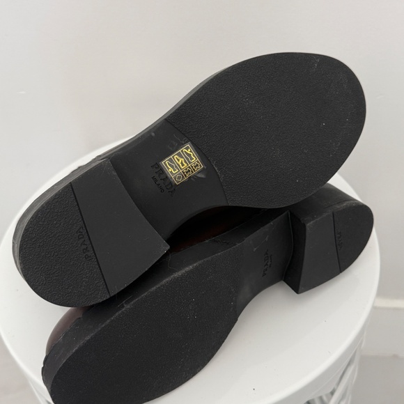 PRADA Chocolate Brown Brushed Leather Chelsea Ankle Boots Designer - Picture 9 of 12